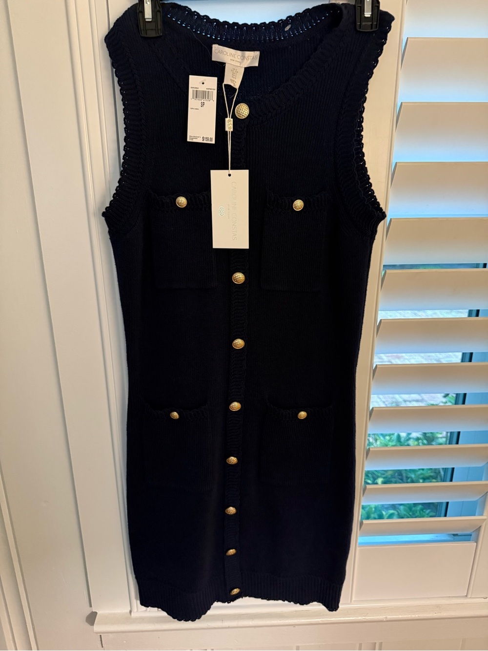 Caroline Constas Catalina Navy Knit Mini Dress size small NWT